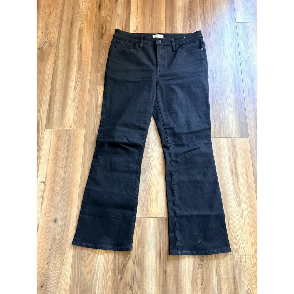 MADEWELL Women Ankle Jeans 32T Black Mid-Rise Kick Out Magic Pockets Stretch